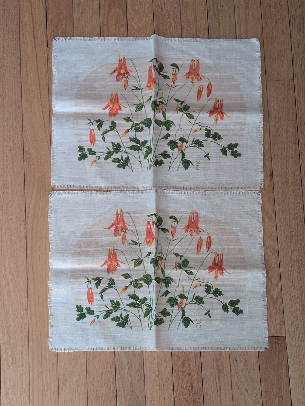 Vintage Bagshaws of Rossland BC Wild Columbine Mid Century Placemats Set Of 2